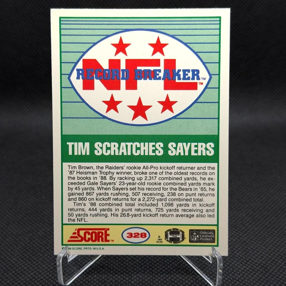 Tim Brown 1989 Score Record Breaker #328 Raiders Card NM
